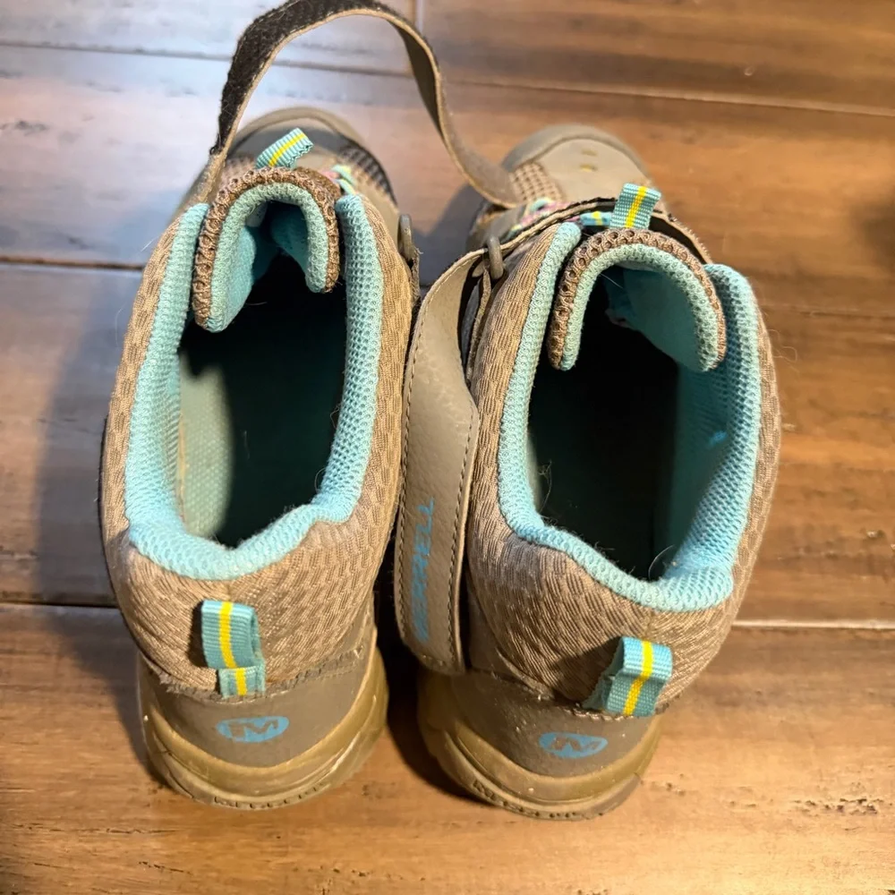Merrell Taupe and Teal velcro Slip-On hiking Shoes - Picture 2 of 13